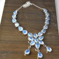 Milchig Topas Edelstein Handmade 925 Sterlingsilber Schmuck Ketten Größe