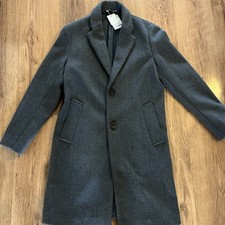 Herren Wolle Wintermantel Herbstmantel Zara Grau Gr.S Slim Fit Neu Mit Etikett