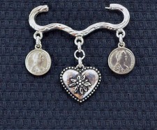  Trachtenschmuck Trachtenbrosche Nadel Edelweiß mit Herz Wies'n Anstecker Neu 