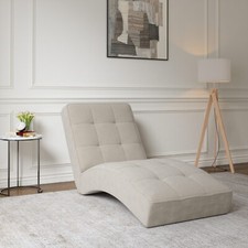 Chaiselongue für Ihr Wohnzimmer, Liege, Chaiselongue aus Samstoff - Livano Creme