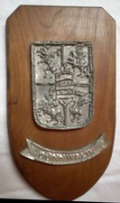 Wappen Wappentafel Köln Dünnwald Zinnguss auf Holz Reliefplatte ca. 29 x 17 cm
