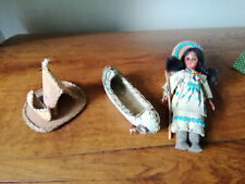 DDR Vintage Indianer Puppen Set Mutter mit Baby Boot Zelt Native American Figur