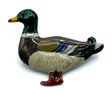 Neuwertige Brosche Kuhn Zinn 93% emailliert Ente Stockente Anstecknadel gepfl.