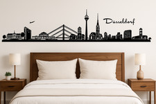 Düsseldorf Skyline Wandtattoo 130x30 cm – Vinyl Wandaufkleber in Schwarz oder We