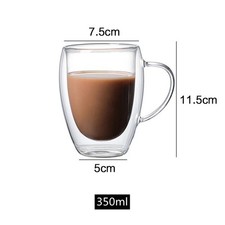 Doppelwandig ca. 350 ml Thermoglas mit Griff Kaffeetasse Borosilikatglas Gäser