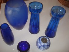 Glas Vasen Paar blau Hyazinthen Hyazinthenglas Kerze