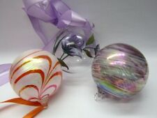 3 Glas Zierkugeln bunte Fenster Kugeln Garten Kugel Glashütte Eisch mundgeblasen