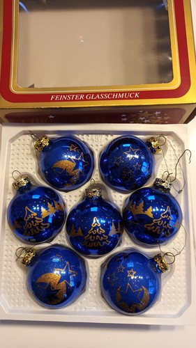Christbaumkugeln glas blau mit - christbaumkugeln,