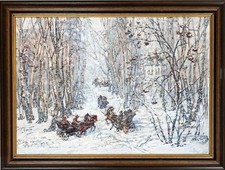 GEMÄLDE RUSSISCHER WINTER UM 1985 AUS RUSSLAND!