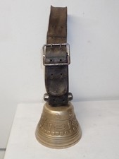 Super originale alte große Kuhglocke Bronze Messing Schweiz an Lederriemen