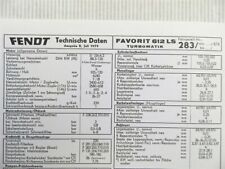 Fendt Favorit 612 LS Turbomatik FW 283 Technische Daten Anzugswerte 1979