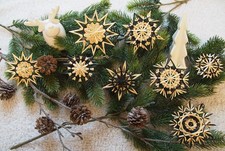 8 Strohsterne schwarz/weiß Handarbeit Baumschmuck Sterne Weihnachten Dekoration