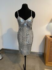 Cocktailkleid Party Hochzeit, Silber Pailletten, 34, Hochwertig nur 1 X Getragen