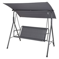 Outdoor Garten Schaukelbank Stuhl Liege Hängematte Baldachin mit Sonnendach dunkelgrau