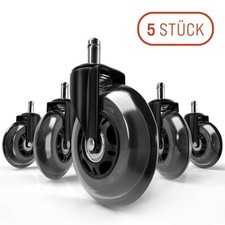 5x Bürostuhl Rollen leise & kratzerfrei - Universal Hartbodenrollen