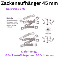 8 x Zackenaufhänger 45 mm -