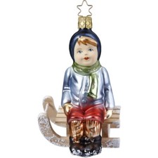 Christbaumschmuck Glas Junge Schlitten Weihnachtskugeln Schneekinder Nostalgie