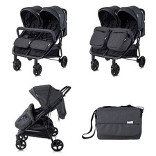 B-Ware Lorelli Zwillingskinderwagen Duo schwarz zusammenklappbar schwarz uni