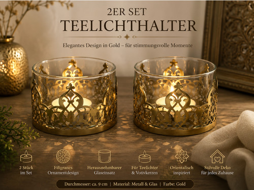 2er set teelichthalter - 2er, gold