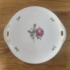 Fürstenberg Tablett Rund Rosenmotiv mit Goldhenkeln Goldrand TOP ZUSTAND