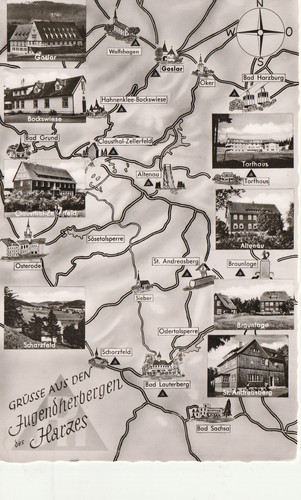 Postkarte map harz - map,