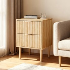 Nachttisch aus Holz mit 2 Schublade, Aufbewahrungsschrank, Nachttisch DE