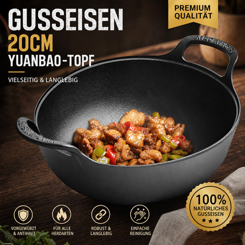 Gusseisen pfanne wok topf 20cm - gusseisen,