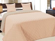 Tagesdecke Steppdecke Bettüberwurf 180x220 220x240 + 2 Kissenbezüge Beige Grau