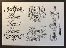 Shabby Chic Schablone Home Sweet Farbe Truhe Nostalgie alt Vintage Stoff Hocker