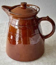 antike  Kanne mit Henkel und Deckel, Ton, Aussen-Ø ca. 17 cm,Höhe ca.21 cm