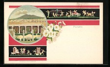 Lithographie Pompei, Domus Vettiorum, Ausgrabung 