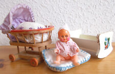 Puppenwagen Stubenwagen u. Wiege Erzgebirge Holz Püppchen Puppenstube Puppenhaus