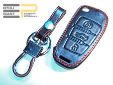 AUDI Leder Schlüssel Etui FFB Cover Hülle Case Schlüsselanhänger Schwarz