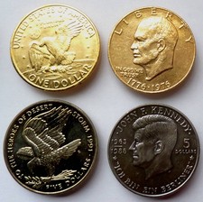 4 große Münzen - mit 2 x 1