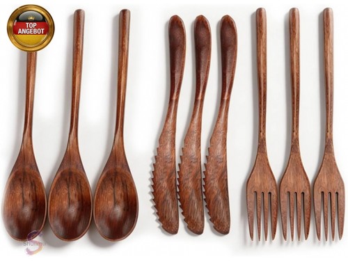 9pcs holzbesteck salatbesteck - holzbesteck,,