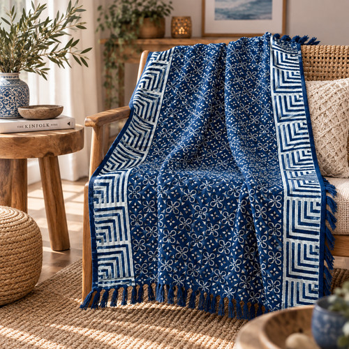 Handgefertigte indigo decke - handgefertigte, indigo-decke