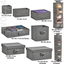 Aufbewahrungsbox Organizer Ordnungsbox Regal Korb Bad Büro Box Deckel grau Stoff
