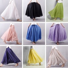 Damen Leinen Plissiert Langer