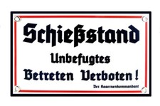 Emailleschild Schießstand