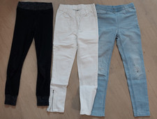 Mädchen Jeans/Leggins 2x Gr 122 1x Gr 128  enger Schnitt weiß/blau Top