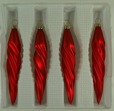 Lauschaer Glas Christbaumschmuck Eiszapfen dünn rot matt mundgeblasen