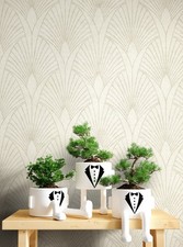 Tapete Vliestapete Beige Pfauenfeder Blätter Ornament Mustertapete Retro