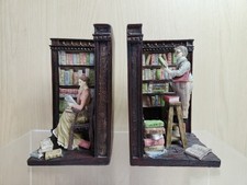2 x Bibliothek Buchstützen / Ecken Vintage handgefertigte Skulpturen UK Harz 