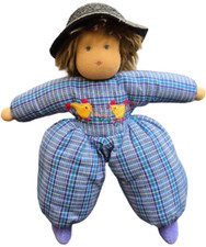 Stoffpuppe Retro Waldorf Plüsch Waldorfpuppe 25cm Puppe mit Hut Vintage