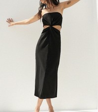 ZARA CUT OUT MIDI long Gaia DRESS BLOGGER’S FAV Cos Leinen Culture M 38