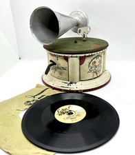 Kinder Grammophon Bing Kiddyphone Vintage Spielzeug Funktioniert Selten um1930