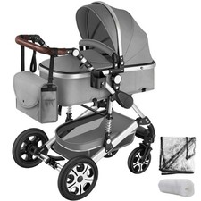 Kombi-Kinderwagen Mats, klappbar, 5-Punkt-Gurt Buggy Babywagen grau B-Ware