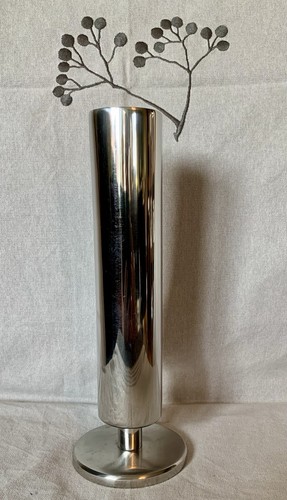 Vintage edelstahl vase auf - vintage,