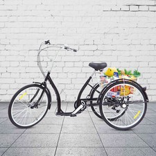 26 Zoll Dreirad Fahrrad Erwachsene Senioren Trike6 Gang 3 Räder Mit Einkaufskorb