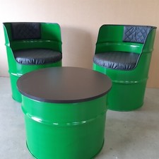 2 St. Ölfass Sessel und Tisch  200L Fass  Farbe wählbar nach RAL
